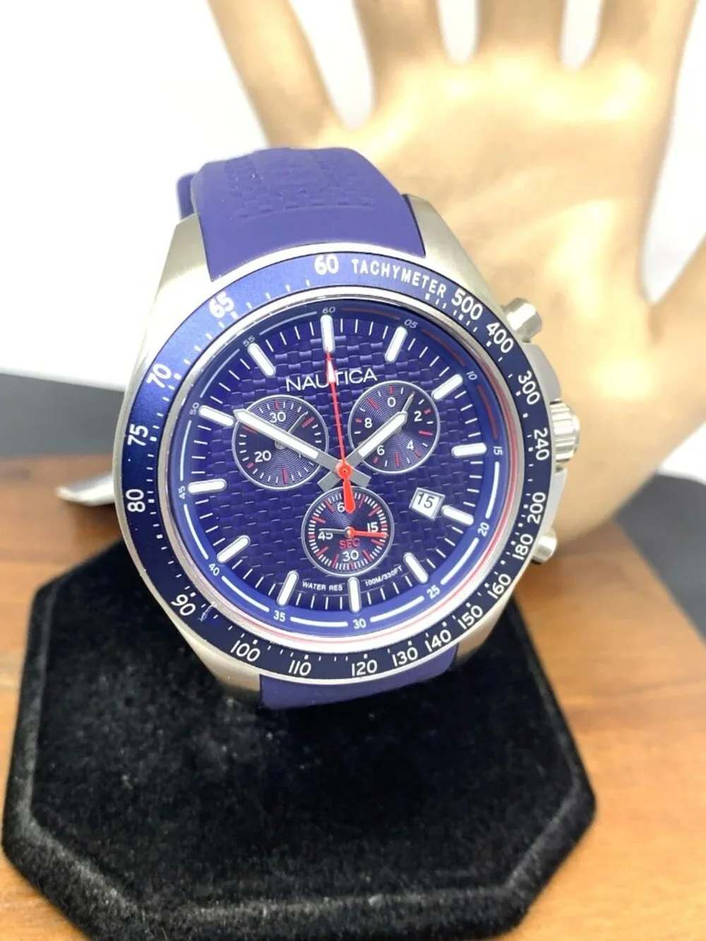 Nautica Men's Watch NAPOBS108 Quartz Chronograph Blue Rubber Strap 46mm